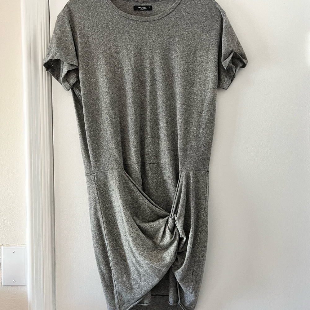 Michael Lauren T-shirt dress with lower skirt tie in front. Size medium.